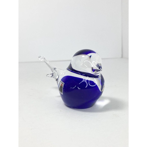 Czech Republic Handblown Art Glass Cobalt Blue Cat & Bird Figurines, 31/2” - Picture 3 of 11